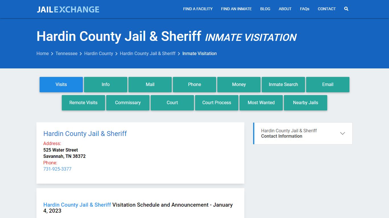 Inmate Visitation - Hardin County Jail & Sheriff, TN - Jail Exchange