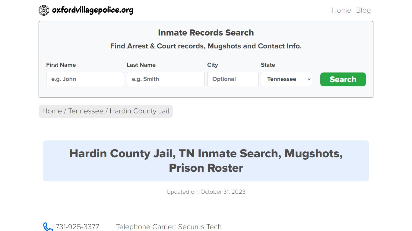 Hardin County Jail, TN Inmate Search, Mugshots, Prison Roster